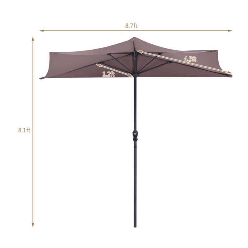Hivvago Patio Bistro Half Round Umbrella without Weight Base