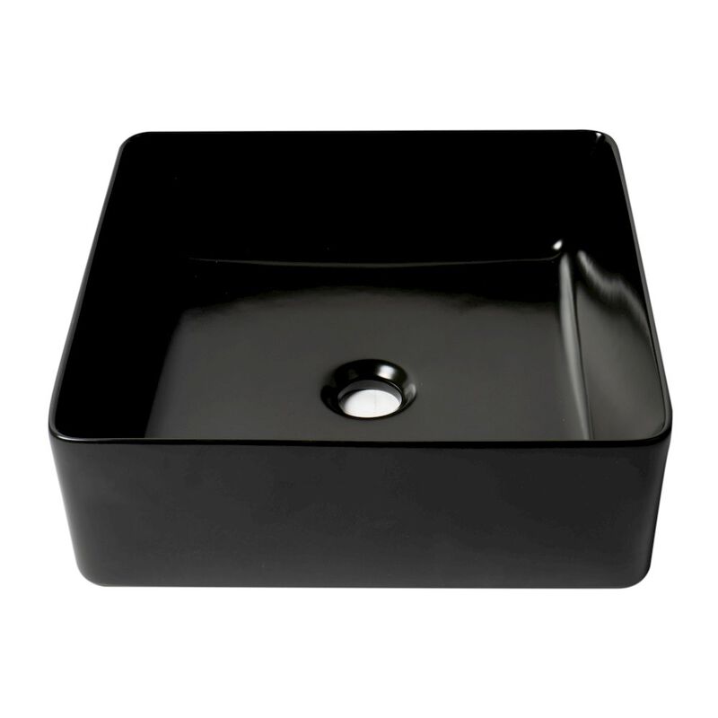 ALFI brand Black Matte 16 Modern Square Above Mount Ceramic Sink