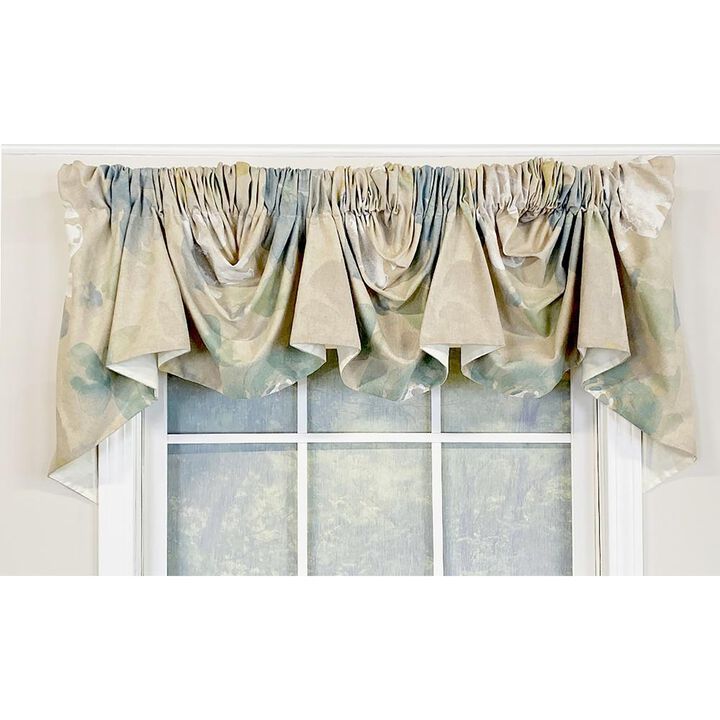 RLF Home Linen Floral 3-Scoop Empire Valance Natural. 3-Scoop 64"W x 25"L For windows up to 60"W