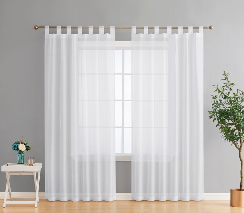 THD Olivia Semi Sheer Light Filtering Transparent Tab Top Lightweight Curtains Drapery Panels for Bedroom, Dining Room & Living Room, 2 Panels image number 1