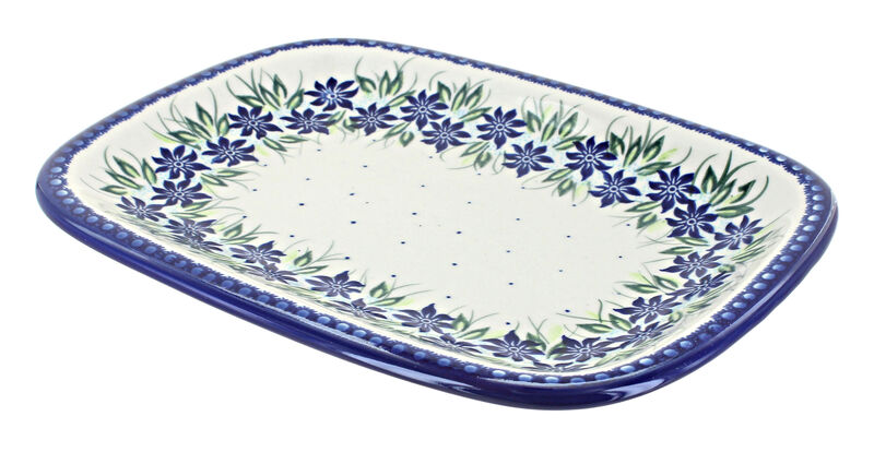 Blue Rose Polish Pottery Garden Butterfly Medium Rectangular Serving Platter