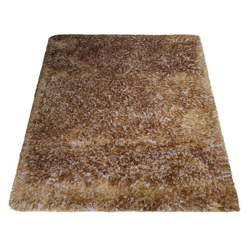 RUGSOTIC CARPETS HAND TUFTED SHAG POLYESTER ECO-FRIENDLY AREA RUGS  - 8'x10', Rectangle, Gold , Solid Plain Design, High Pile Thick Handmade Anti Skid Area Rugs for Living Room, Bed Room K00111 image number 2
