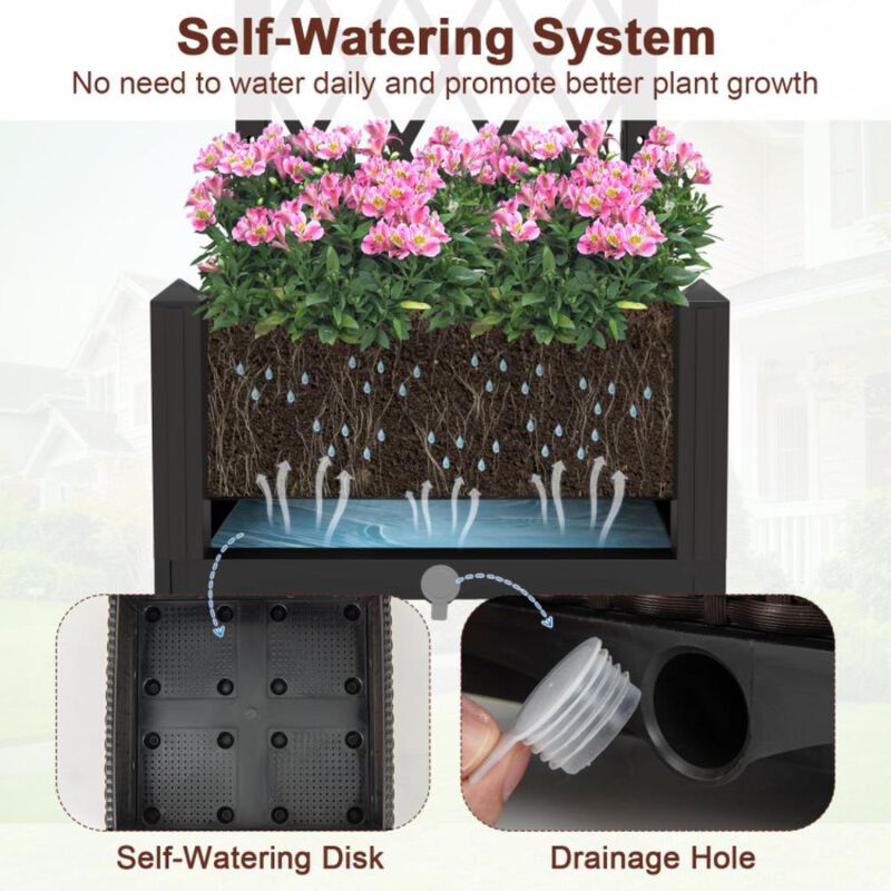 Hivvago Raised Garden Bed with Trellis Planter Box for Climbing Plants