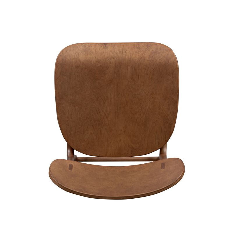 Seln 30 Inch Barstool Chair, Curved Seat, Open Back, Dark Brown Wood - Benzara