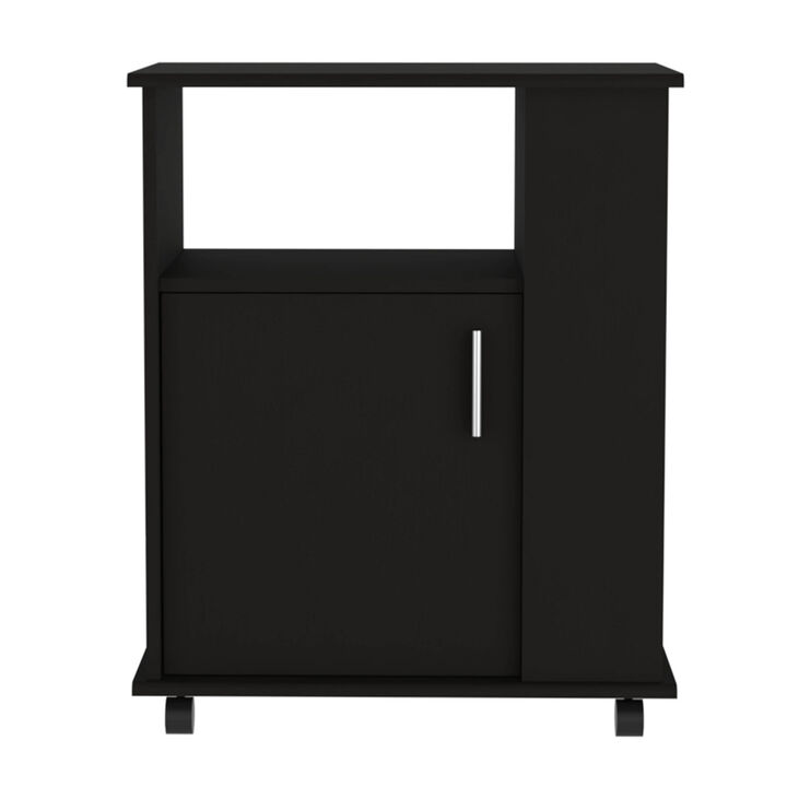 Correy 4-Shelf Microwave Cabinet with Caster Black Wengue
