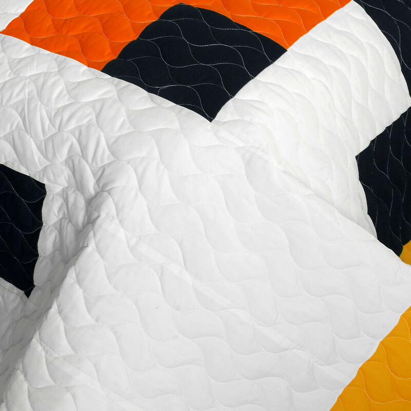 Vermicelli Quilted Geometric Quilt Set Tetris C Style for Full Beds image number 2