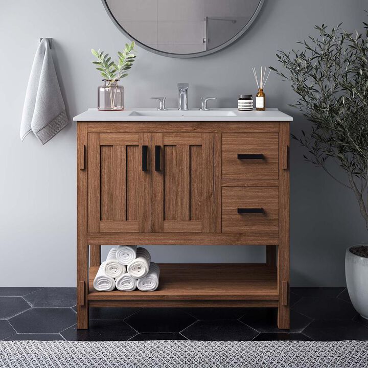 Modway Ashlyn 36” Wood Bathroom Vanity