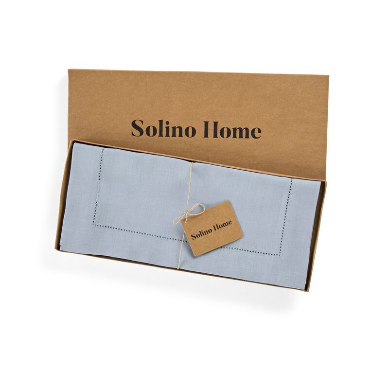 Solino Home 100% Pure Linen Table Runner - Classic Hemstitch