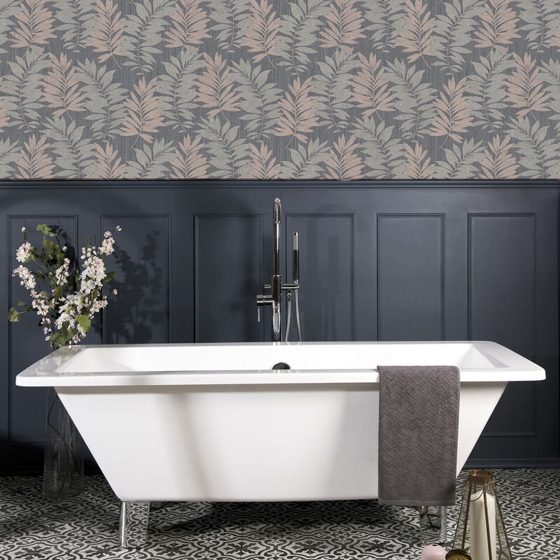 Bernis Slate Palm Leaf Wallpaper image number 2