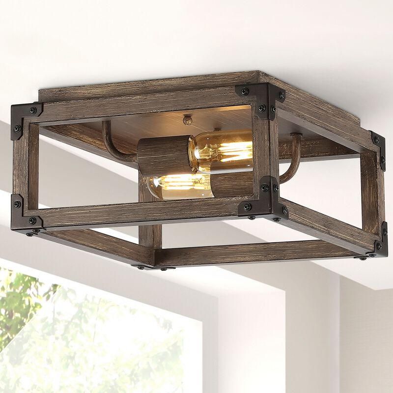 Magnolia 2-Light Iron Rustic Farmhouse LED Flush Mount