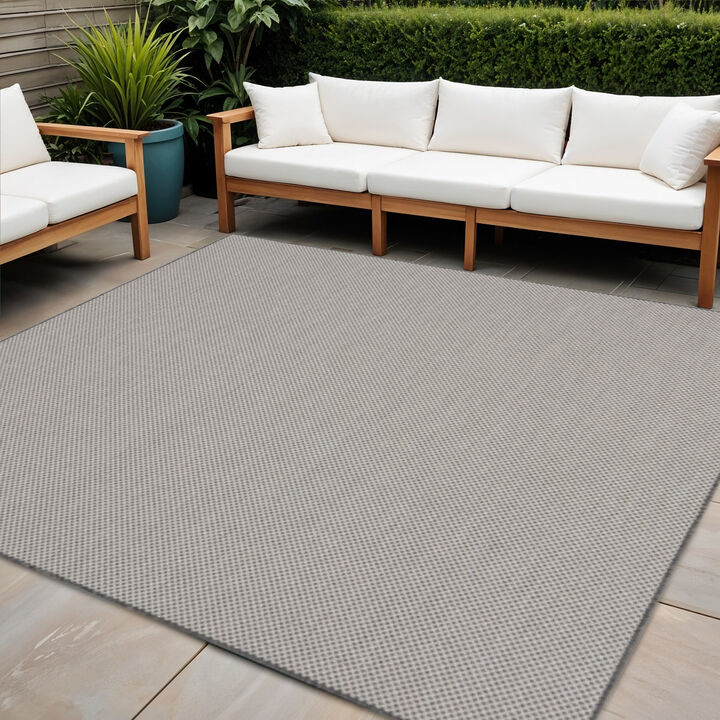 HomeRoots 6' Ivory And Charcoal Square Geometric Indoor Outdoor Area Rug