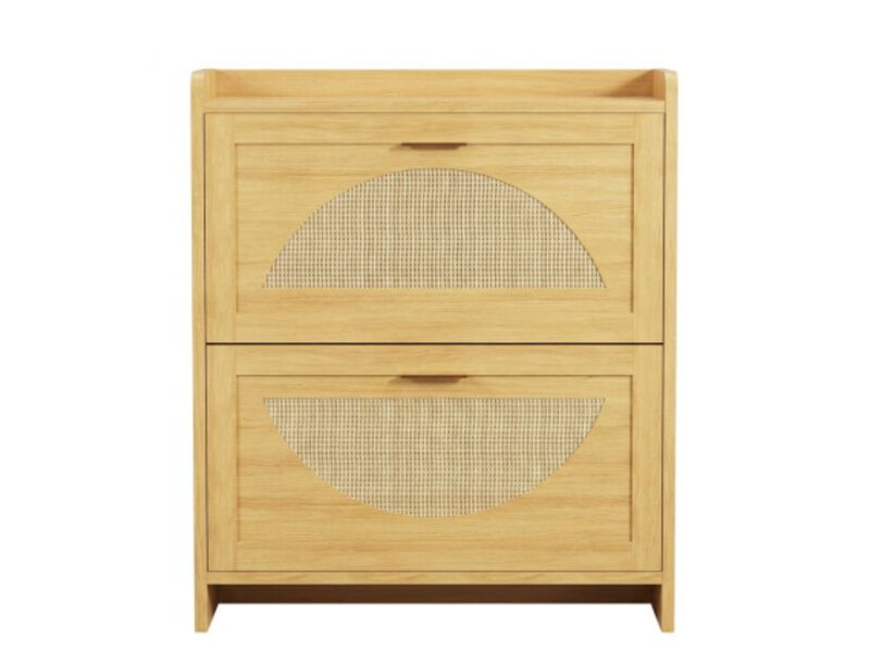 Slim Entryway Wood Shoe Storage Cabinet Flip Drawer Adjustable Shelves image number 0