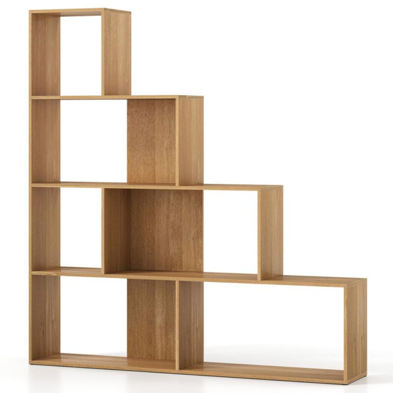 4-Tier Stair-Step Bookshelf with 6 Open Storage Cubes &ndash; Modern Display Rack for Home or Office