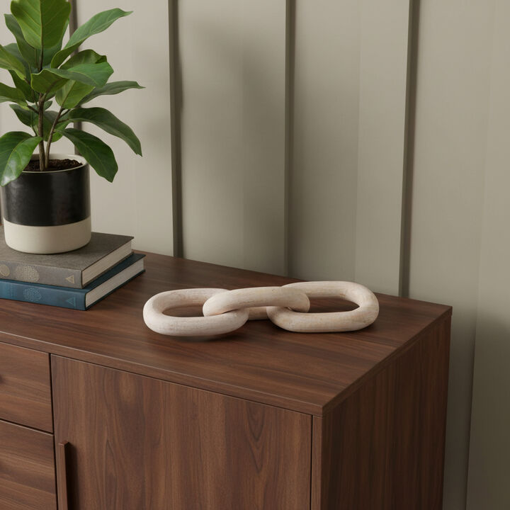 HomeRoots 21" Natural Solid Wood Geometric Links Tabletop Sculpture