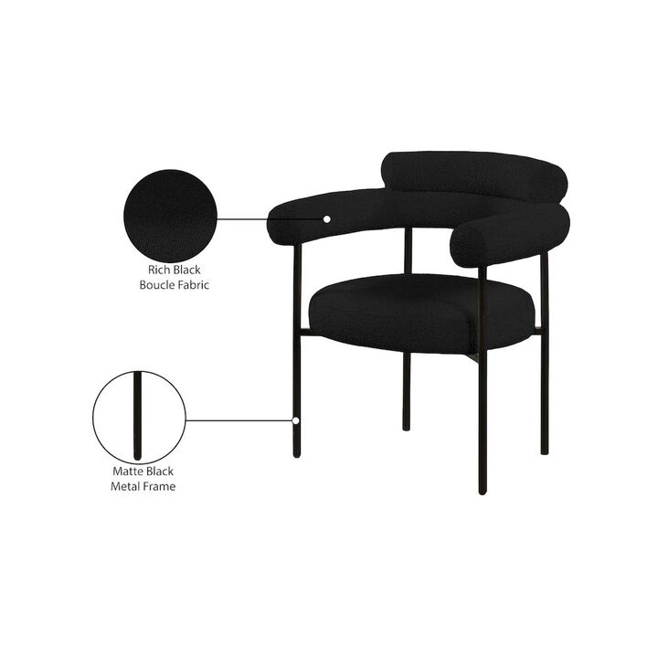 Meridian Furniture Blake Black Boucle Fabric Dining Chair, Set of 2