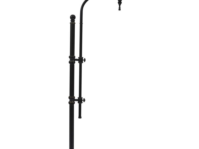 Contemporary Drum Shade Metal Frame Floor Lamp, Black and Light Gray - Benzara image number 3