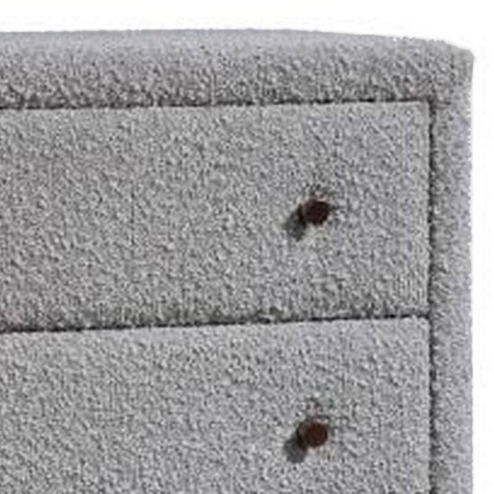 Lyno 38 Inch Tall Dresser Chest, 4 Drawers, Gray Boucle Upholstery, Brown - Benzara