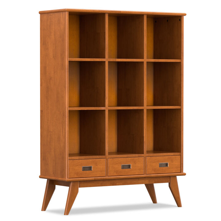 Draper 42 inch Wide Solid Hardwood Mid-Century Storage Bookcase in Teak Brown