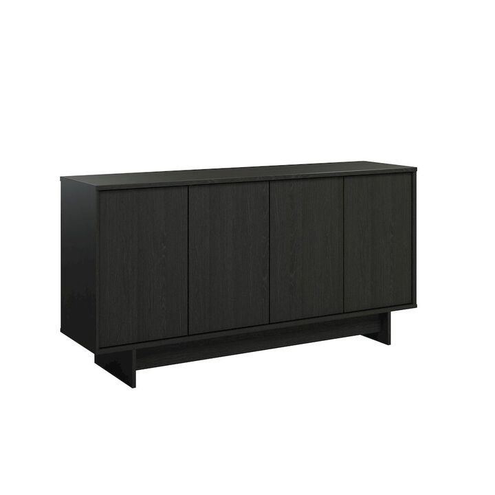 Prepac Finnley Sideboard Cabinet Buffet Black Oak Engineered Wood with Storage