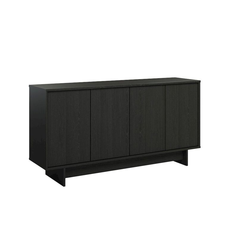 Prepac Finnley Sideboard Cabinet Buffet Black Oak Engineered Wood with Storage