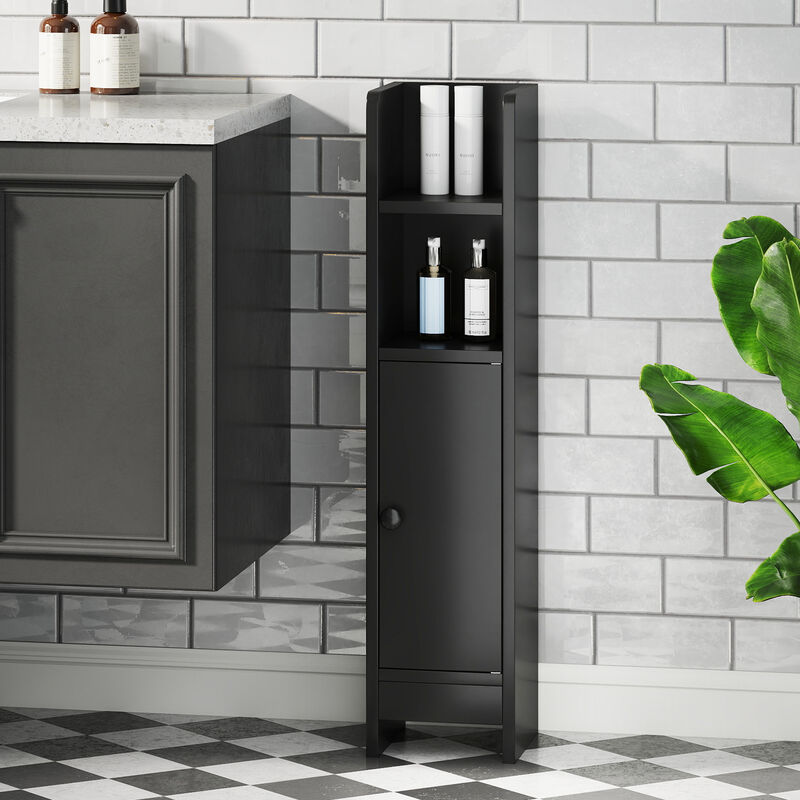 Corner Bathroom Cabinet Slim Design with Door and Adjustable Shelf image number 4