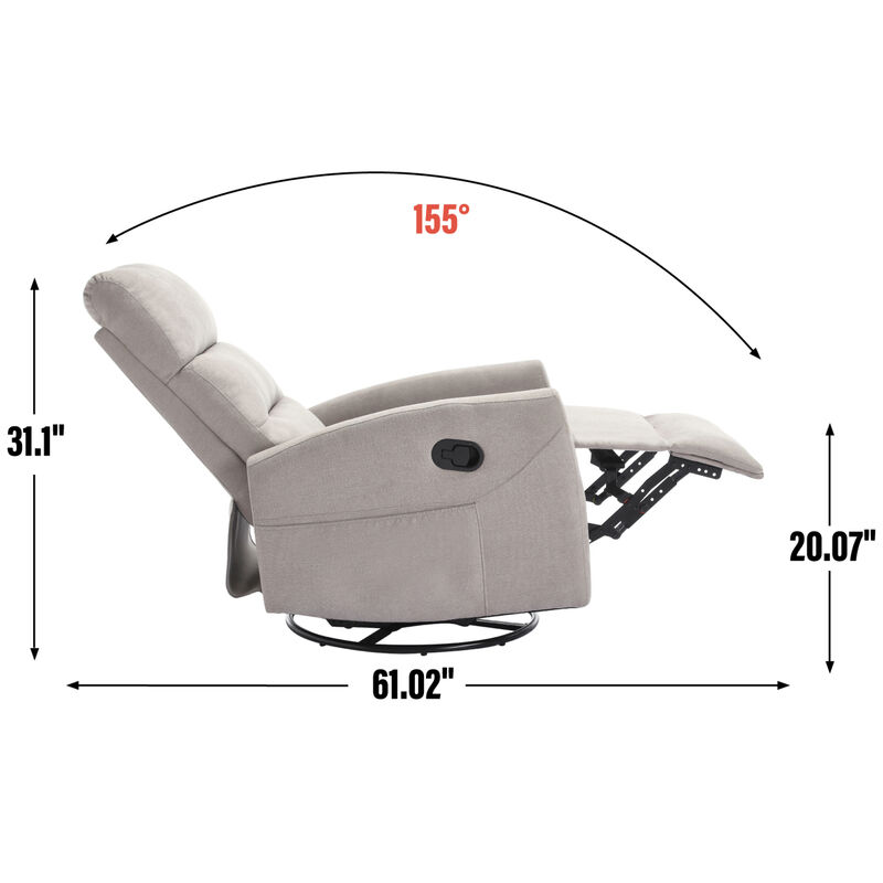 GOODSILO Manual Recliner Chair with Swivel and Rocking Function for Comfortable Living Room Seating image number 9