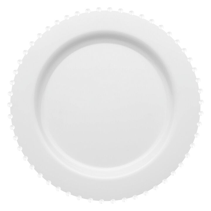 10" White Pearl String Round Plastic Dinner Plates (120 Plates)