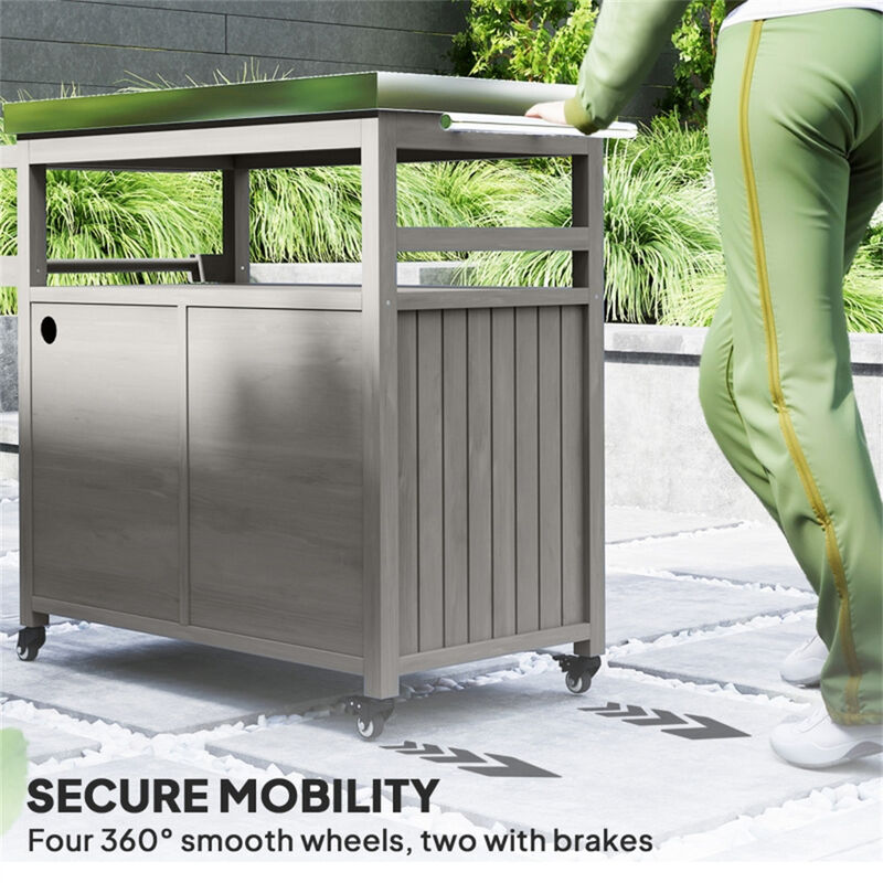 Outdoor Grill Cart &ndash; Rolling BBQ Table with Storage Shelf for Patio or Backyard image number 5