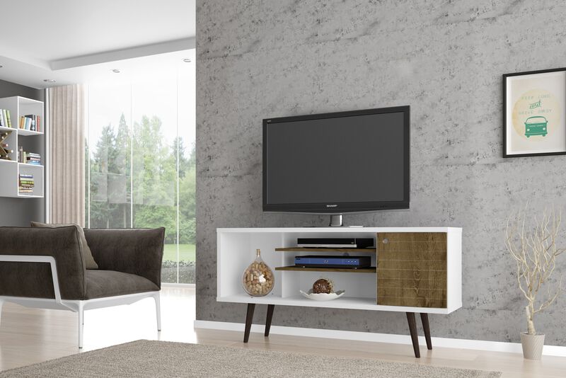 Liberty Medium TV Stand in White and Brown