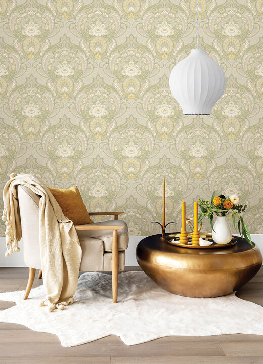 Nasrin Light Grey Damask Wallpaper (Set of 2)