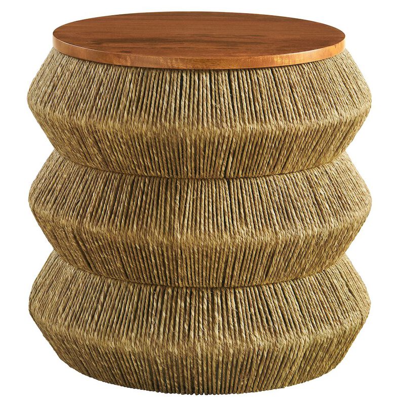 Maris Seagrass and Wood End Table image number 0