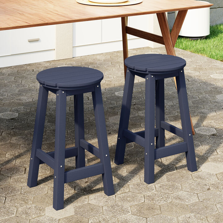 WestinTrends 24" HDPE Outdoor Patio Round Counter Height Bar Stool Set of 2