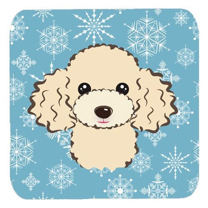 Caroline's Treasures BB1692FC Snowflake Buff Poodle Foam Coasters (Set of 4), 3.5, Multicolor