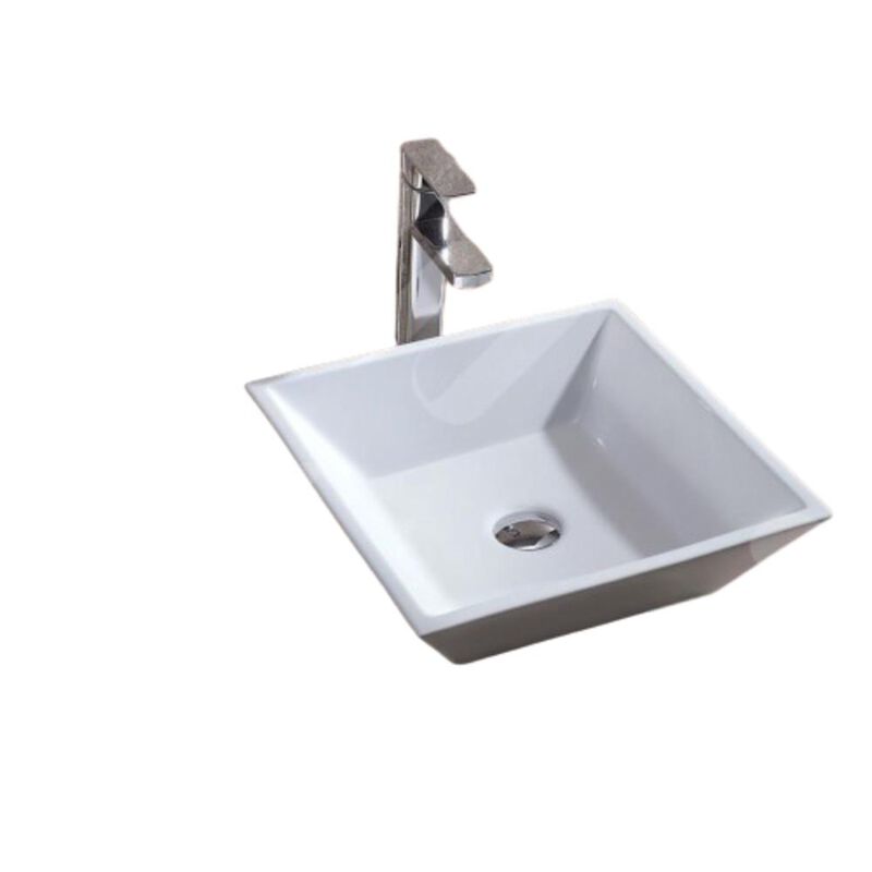 Hivvago Contemporary White Ceramic Porcelain Vessel Bathroom Vanity Sink - 16 x 16-inch