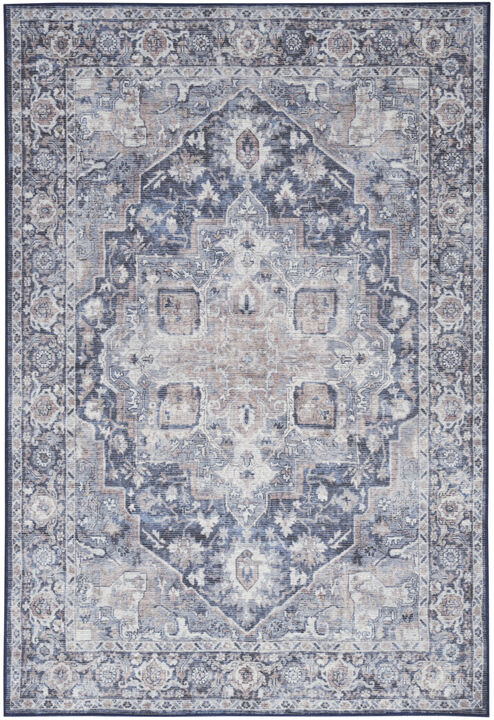 HomeRoots Floral Medallion Power Loom Distressed Area Rug