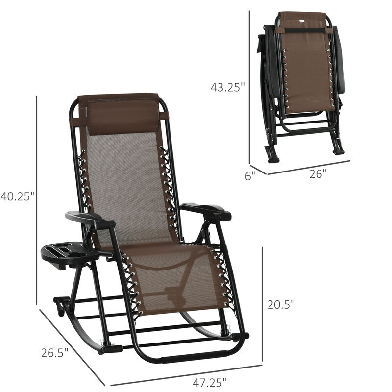Hivvago Foldable Zero Gravity Rocking Lounge Chair image number 2