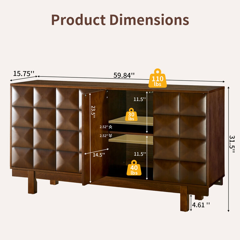 Bisirm 60" Push-to-Open Sideboard image number 9