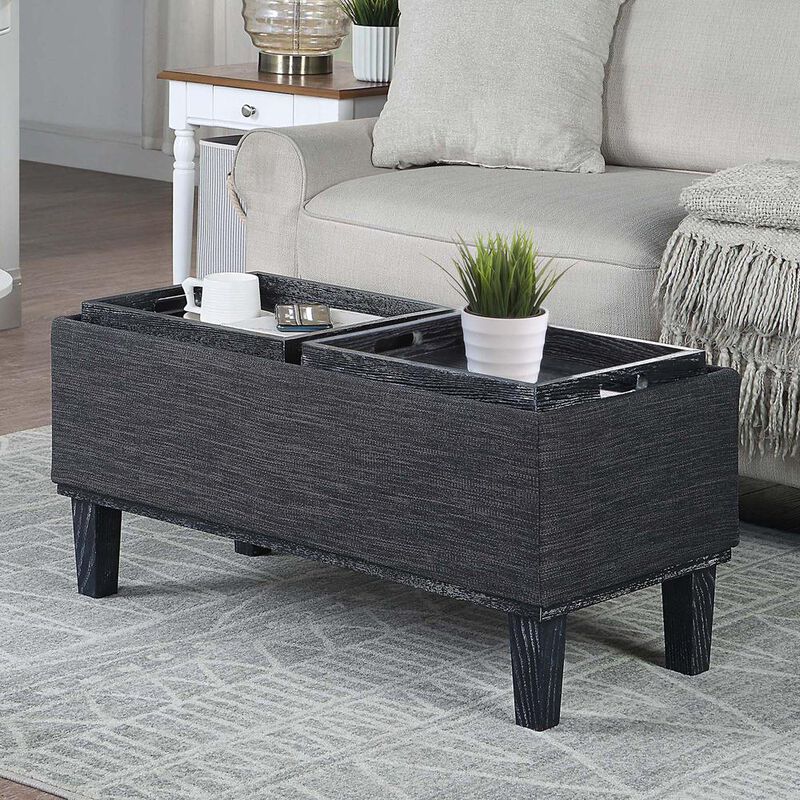 Convenience Concepts Designs4Comfort Brentwood Storage Ottoman with Reversible Trays, Gray