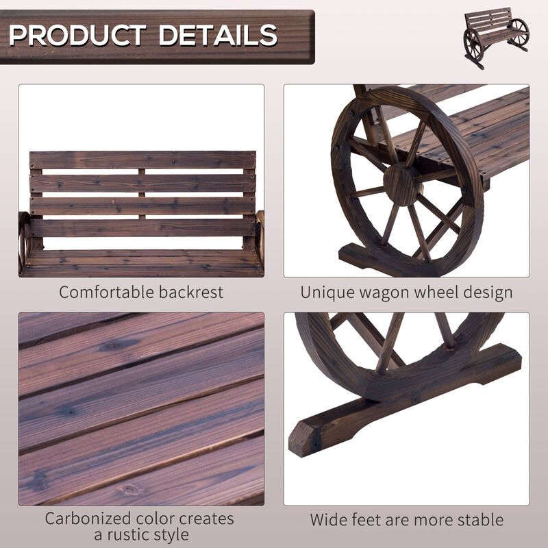 Hivvago Wooden Wagon Wheel Garden Bench image number 4