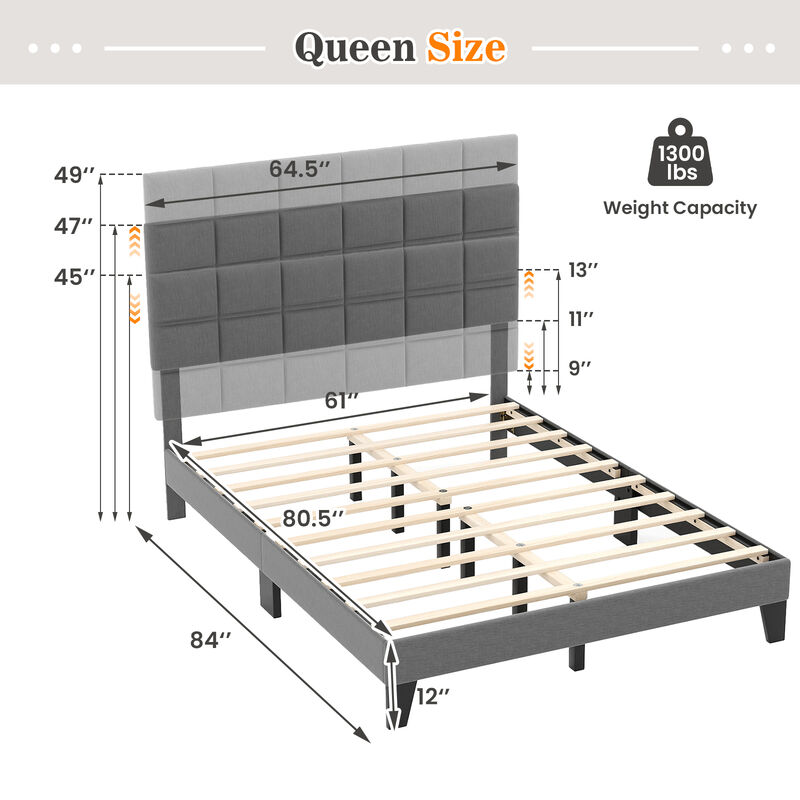 Modern Linen Bed Frame with Adjustable Headboard for Customizable Comfort and Stylish Bedroom Design image number 3