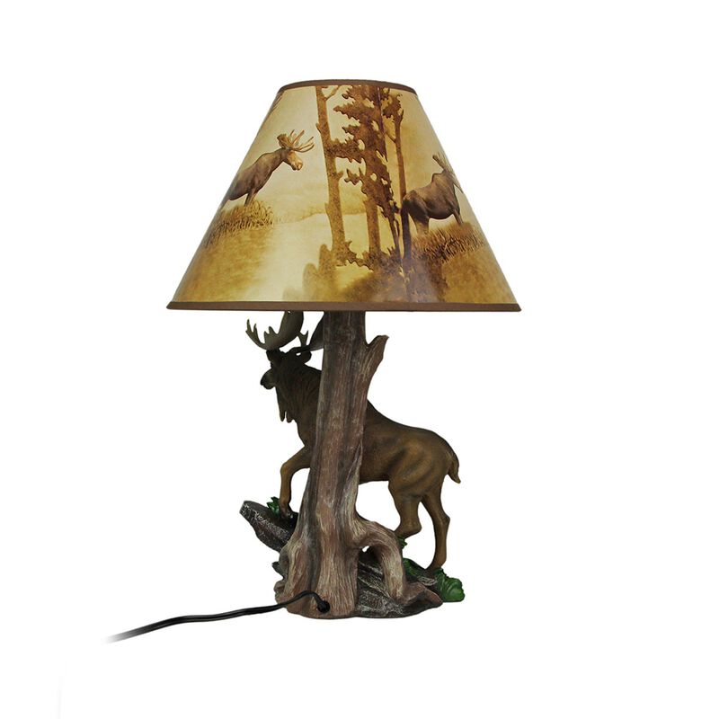 North American Bull Moose Table Lamp W Shade image number 4