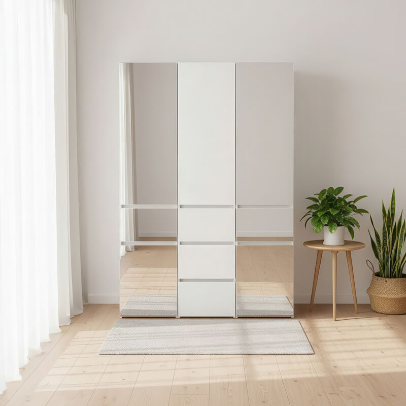 Elise Modular Wood Closet System with Mirror in White