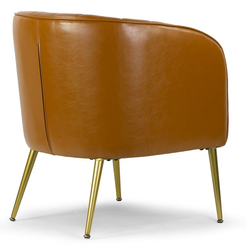 Glamour Home Avia Cappuccino Faux Leather Accent Chair with Decorative Stitching