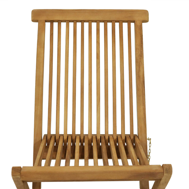 Sunnydaze Hyannis Solid Teak Wood Folding Slat-Back Patio Chair