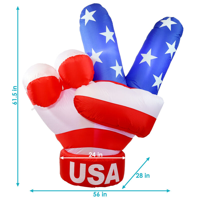 Sunnydaze Peace, Love, and Freedom 4th of July Inflatable Yard Decor - 5 ft