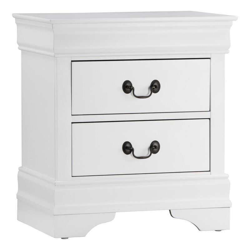 Full Size Bedroom Set, White Finish, 2-Piece Set with Bed and Nightstand image number 5