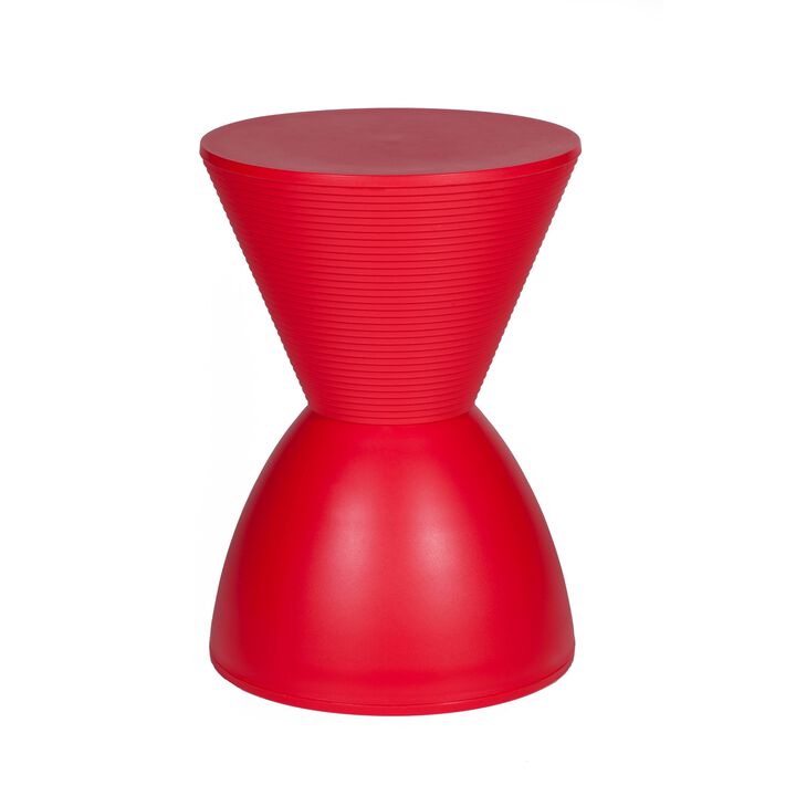 Hillary 17 Inch Side Table, Indoor Outdoor, Hourglass Shape, Red Finish - Benzara