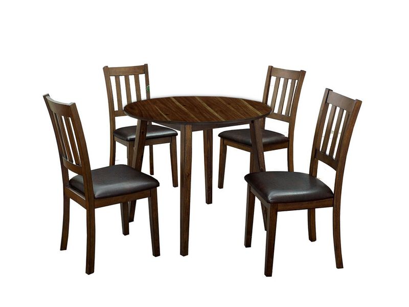 Wooden Dining Table with Ladder Back Style Chairs, Set of 5, Brown - Benzara image number 1