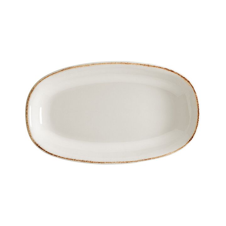 Retro 9.5" x 5.5" x h:1.25" Oval Decorated Porcelain Platter (Set of 2)
