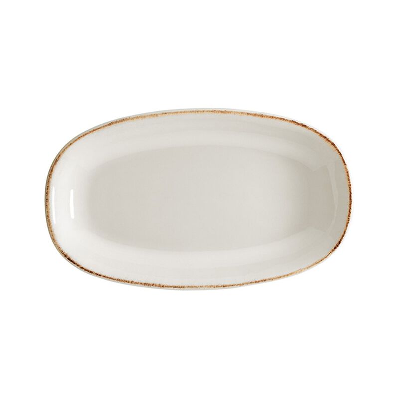 Retro 9.5" x 5.5" x h:1.25" Oval Decorated Porcelain Platter (Set of 2)